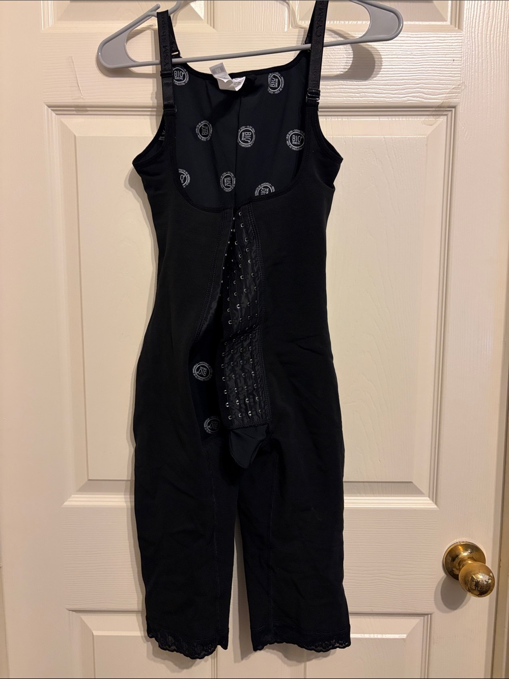 Black Full-Body Shapewear Bodysuit with Adjustable Hooks